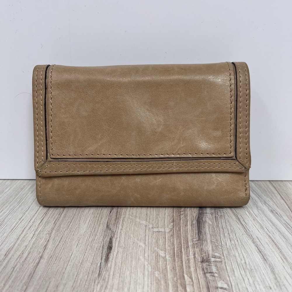 Fossil Genuine Leather Trifold Wallet Tan Organizer Zip Coin Pocket ID Holder